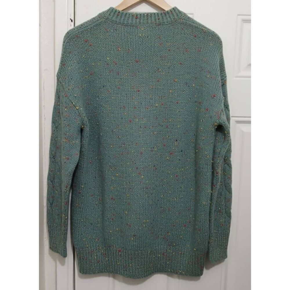 Heartloom womens large spruce green sweater cable knit wool tennis Cottagecore - Picture 4 of 8